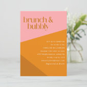 幾何モダンピンクオレンジラストブライダルシャワー 招待状 (スタンド正面)