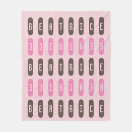 幾何モダンピンクグレー名前をカスタムする フリースブランケット