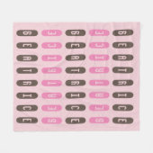 幾何モダンピンクグレー名前をカスタムする フリースブランケット (正面(横))