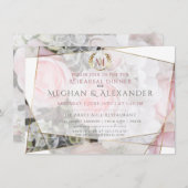 幾何モダンピンクローゼリハーサルディナー 招待状 (正面/裏面)