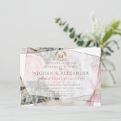 幾何モダンピンクローゼリハーサルディナー 招待状 (スタンド正面)