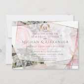 幾何モダンピンクローゼリハーサルディナー 招待状 (正面)