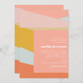 幾何モダンピーチパステルブライダルシャワー 招待状 (正面/裏面)