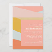 幾何モダンピーチパステル卒業パーティー 招待状 (正面)