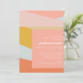 幾何モダンピーチパステル卒業パーティー 招待状 (スタンド正面)