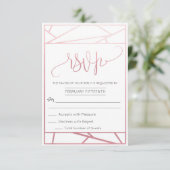 幾何モダンフェイクバラ金ゴールドRSVP 出欠カード (スタンド正面)