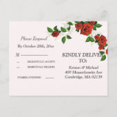 幾何モダンフレーム自然赤フローラRSVP インビテーションポストカード (裏面)