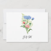 幾何モダンフローラピンクnブルーブライダルシャワー 招待状 (裏面)