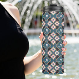 幾何モダンフローラモノグラム花模様 タンブラー