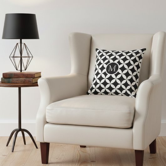 幾何モダンフローラモノグラム クッション