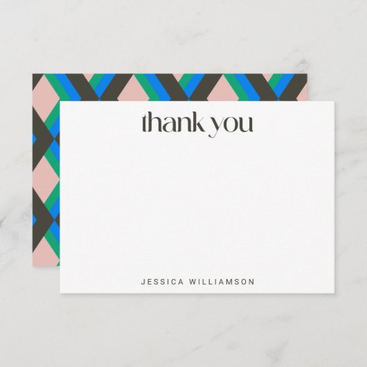 幾何モダンブラウンブルーカスタムブライダルシャワー サンキューカード (正面/裏面)