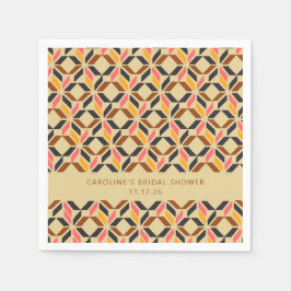 幾何モダンブラックイエローカスタムブライダルシャワー スタンダードカクテルナプキン