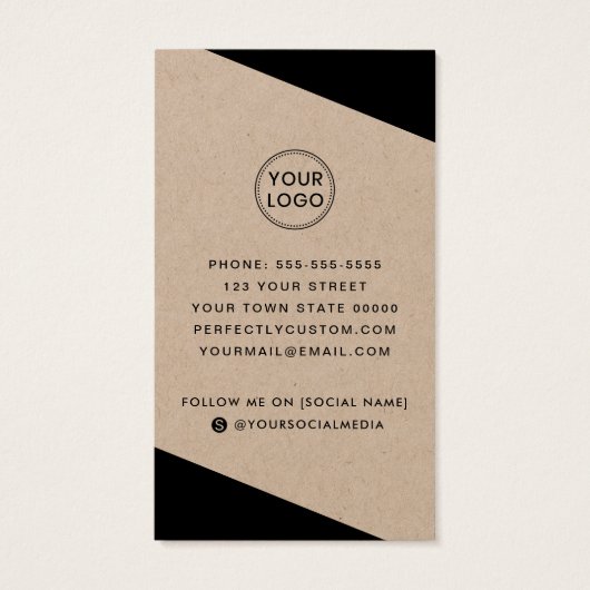 幾何モダンブラッククラフト紙名刺 (裏面)