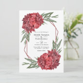 幾何モダンブルゴーニュフローラ結婚ズ 招待状 (スタンド正面)