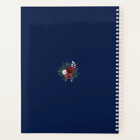 幾何モダンブルゴーニュ海軍ブルーフローラ結婚ズ プランナー手帳 (裏面)