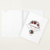 幾何モダンブルゴーニュ海軍ブルーフローラ結婚ズ プランナー手帳 (ディスプレー)