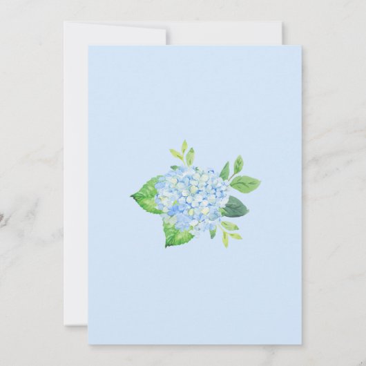 幾何モダンブルーアジサイブライダルシャワー 招待状 (裏面)