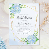 幾何モダンブルーアジサイブライダルシャワー 招待状