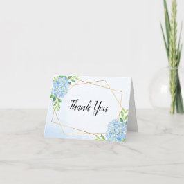 幾何モダンブルーアジサイ結婚ズ サンキューカード