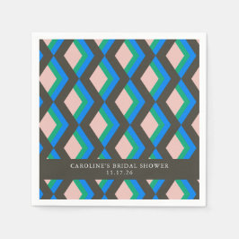 幾何モダンブルーグリーンカスタムブライダルシャワー スタンダードカクテルナプキン