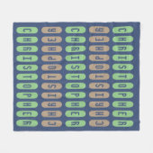 幾何モダンブルーグリーンラテ名前をカスタムする フリースブランケット (正面(横))