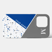 幾何モダンブルーグレーテラゾモノグラム Case-Mate iPhoneケース (裏面 (横))