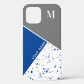 幾何モダンブルーグレーテラゾモノグラム Case-Mate iPhoneケース (裏面)