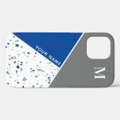 幾何モダンブルーグレーテラゾモノグラム Case-Mate iPhoneケース (裏面 (横))