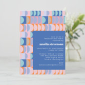 幾何モダンブルー薄紫卒業パーティー写真 招待状 (スタンド正面)