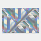 幾何モダンホログラフィックパステルレインボーパーティー ラッピングペーパーシート (正面2)