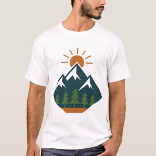 幾何モダンマウンテンアドベンチャー自然Tシャツ Tシャツ