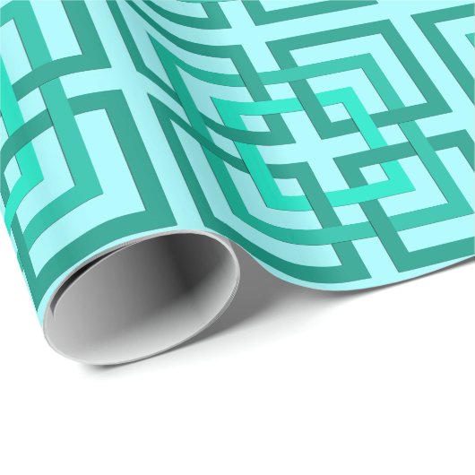 幾何モダンマス、アクア、ターコイズ ラッピングペーパー (ロールコーナー)