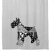 幾何モダンミニチュアシュナウザー シャワーカーテン (正面)