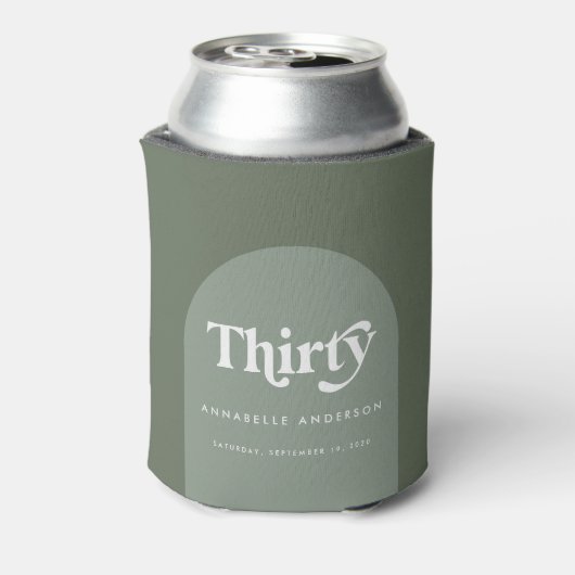 幾何モダンミニマルセージ緑30歳の誕生日 缶クーラー (缶裏面)