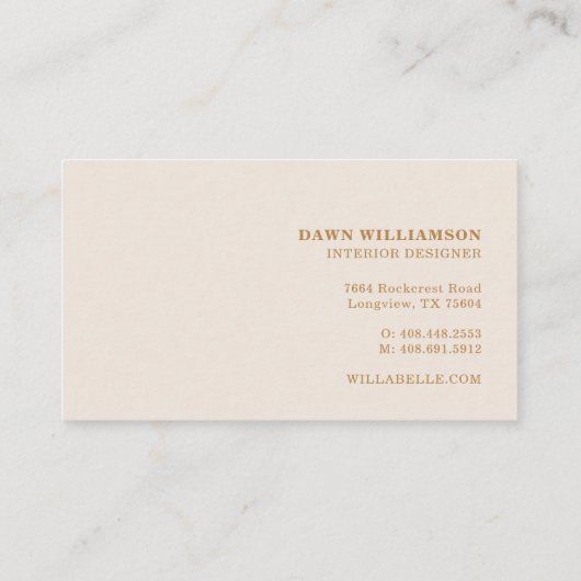 幾何モダンミニマルパターンのキャラメル&タン 名刺 (裏面)