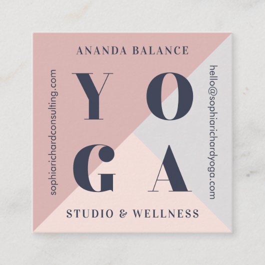 幾何モダンミニマルヨーガはっきりしたスタジオフォト スクエア名刺 (正面)