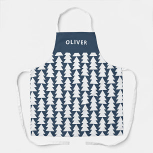 幾何モダンミニマル海軍クリスマスグラフィック エプロン