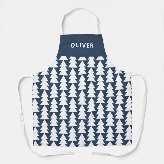 幾何モダンミニマル海軍クリスマスグラフィック エプロン (正面)