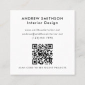 幾何モダンミニマル白黒形状QRコード スクエア名刺 (裏面)