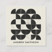 幾何モダンミニマル白黒形状QRコード スクエア名刺 (正面)