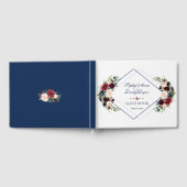 幾何モダンメルロネイビーブルーフローラ結婚ズ ゲストブック (全面)