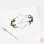 幾何モダンメルロネイビーブルーフローラ結婚ズ 長方形シール (封筒)