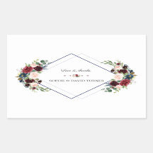 幾何モダンメルロネイビーブルーフローラ結婚ズ