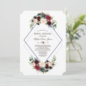 幾何モダンメロットネイビーフローラブライダルシャワー 招待状 (スタンド正面)