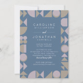 幾何モダンユニークダスティブルー結婚ズ 招待状 (正面)