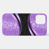 幾何モダンラベンダーとブラックダマスクデザインC Case-Mate iPhoneケース (裏面 (横))