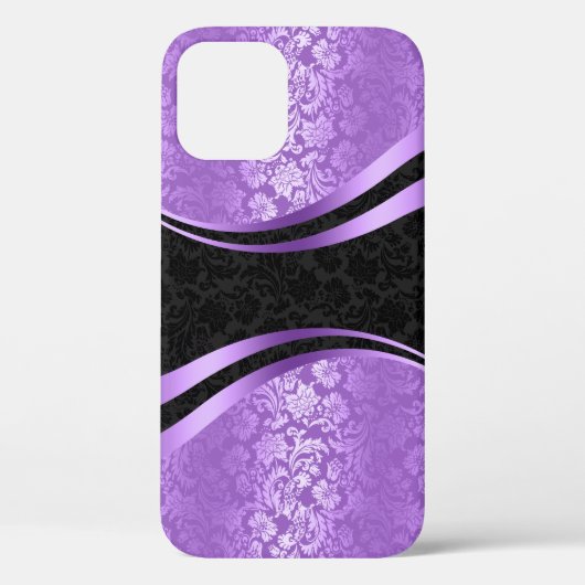 幾何モダンラベンダーとブラックダマスクデザインC Case-Mate iPhoneケース (裏面)