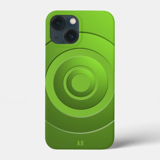 幾何モダン円緑任意のイニシャル Case-Mate iPhoneケース (裏面)