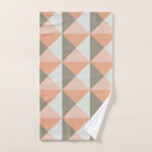 幾何モダン図形パターンコーラルピーチグレー バスタオルセット (ハンドタオル)