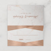 幾何モダン大理石の銅書道結婚の プレイスカード (外部開封)